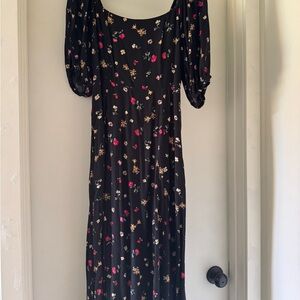 Old Navy Black Floral Long Sleeve Dress